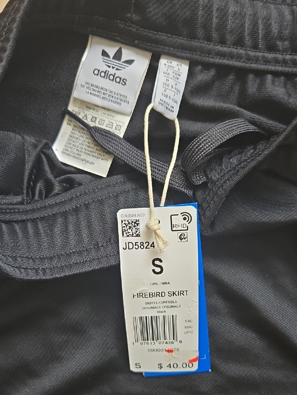 NWT adidas Girl's Firebird Skirt, Black, Size Small - Picture 3 of 3